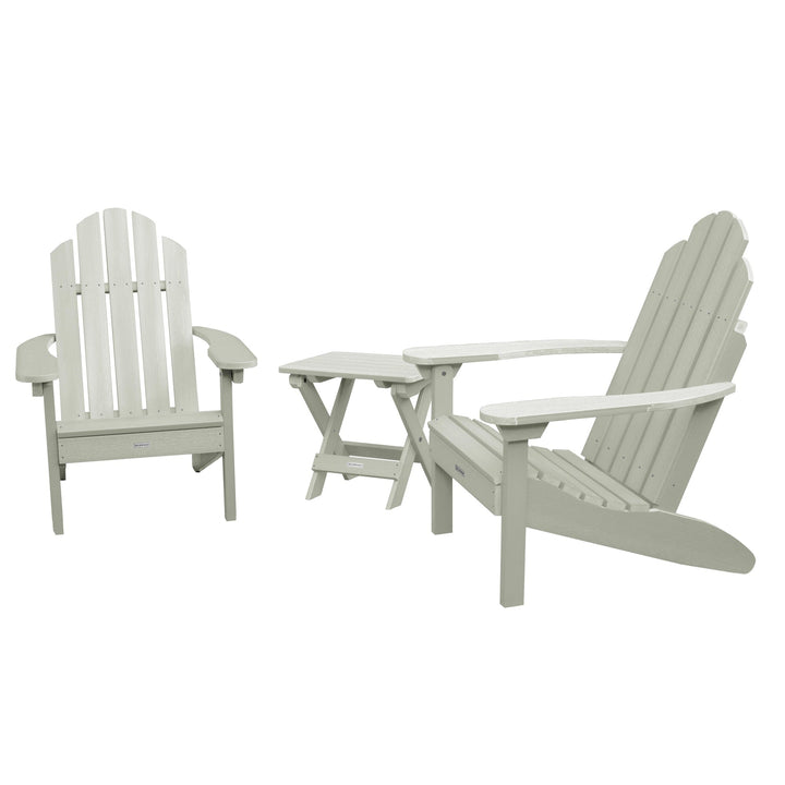 2 Classic Westport Adirondack Chairs with Folding Side Table Kitted Sets Highwood USA Eucalyptus