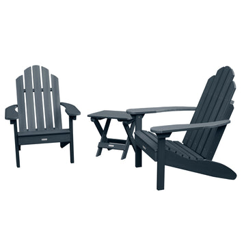 2 Classic Westport Adirondack Chairs with Folding Side Table Kitted Sets Highwood USA Federal Blue