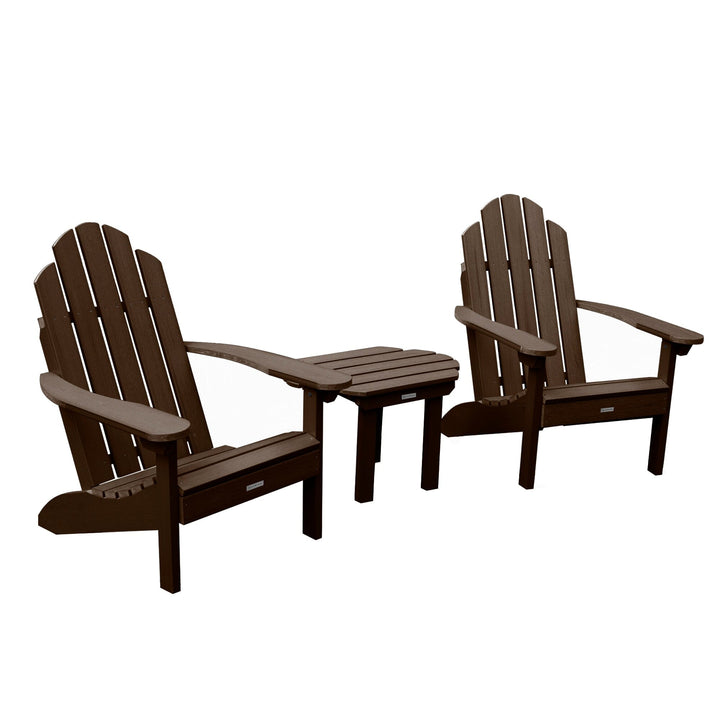 2 Classic Westport Adirondack Chairs with Westport Side Table Kitted Sets Highwood USA Weathered Acorn