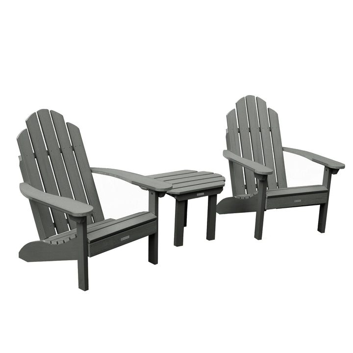 2 Classic Westport Adirondack Chairs with Westport Side Table Kitted Sets Highwood USA Coastal Teak