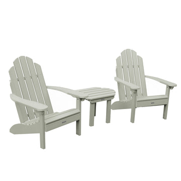 2 Classic Westport Adirondack Chairs with Westport Side Table Kitted Sets Highwood USA Eucalyptus