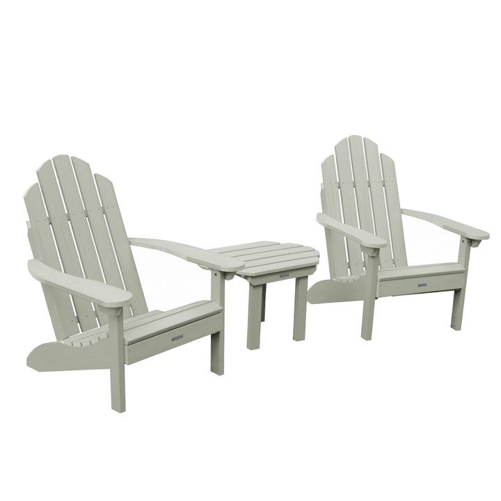 2 Classic Westport Adirondack Chairs with Westport Side Table Kitted Sets Highwood USA Eucalyptus