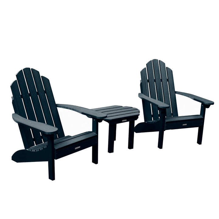 2 Classic Westport Adirondack Chairs with Westport Side Table Kitted Sets Highwood USA Federal Blue