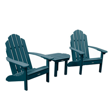 2 Classic Westport Adirondack Chairs with Westport Side Table Kitted Sets Highwood USA Nantucket Blue