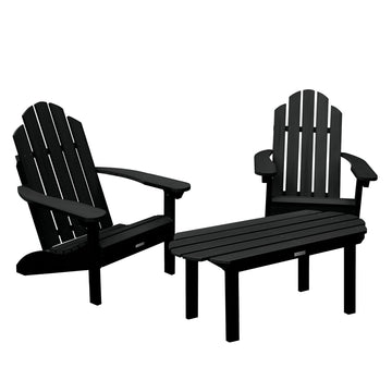 2 Westport Adirondack Chairs with 1 Westport Conversation Table Kitted Sets Highwood USA Black