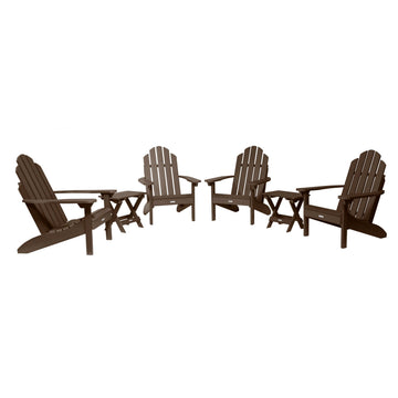 4 Classic Westport Adirondack Chairs with 2 Folding Side Tables Kitted Sets Highwood USA Weathered Acorn