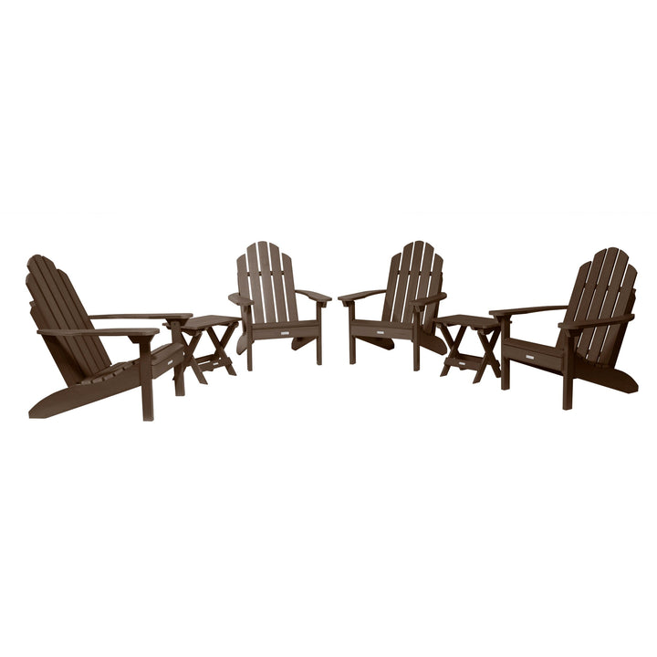 4 Classic Westport Adirondack Chairs with 2 Folding Side Tables Kitted Sets Highwood USA Weathered Acorn