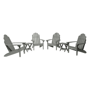 4 Classic Westport Adirondack Chairs with 2 Folding Side Tables Kitted Sets Highwood USA Coastal Teak