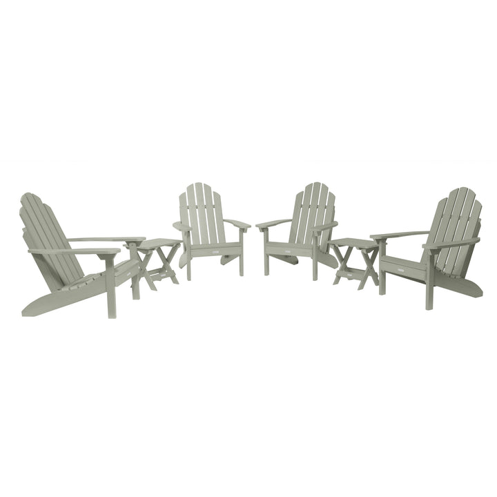 4 Classic Westport Adirondack Chairs with 2 Folding Side Tables Kitted Sets Highwood USA Eucalyptus