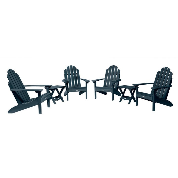 4 Classic Westport Adirondack Chairs with 2 Folding Side Tables Kitted Sets Highwood USA Federal Blue