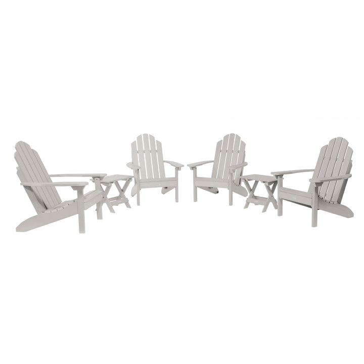 4 Classic Westport Adirondack Chairs with 2 Folding Side Tables Kitted Sets Highwood USA Harbor Gray