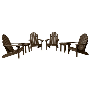 4 Classic Westport Adirondack Chairs with 2 Side Tables Kitted Sets Highwood USA Weathered Acorn