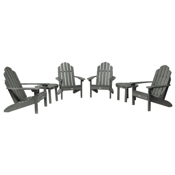 4 Classic Westport Adirondack Chairs with 2 Side Tables Kitted Sets Highwood USA Coastal Teak