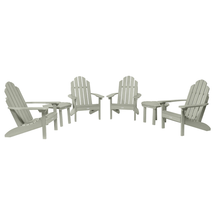 4 Classic Westport Adirondack Chairs with 2 Side Tables Kitted Sets Highwood USA Eucalyptus