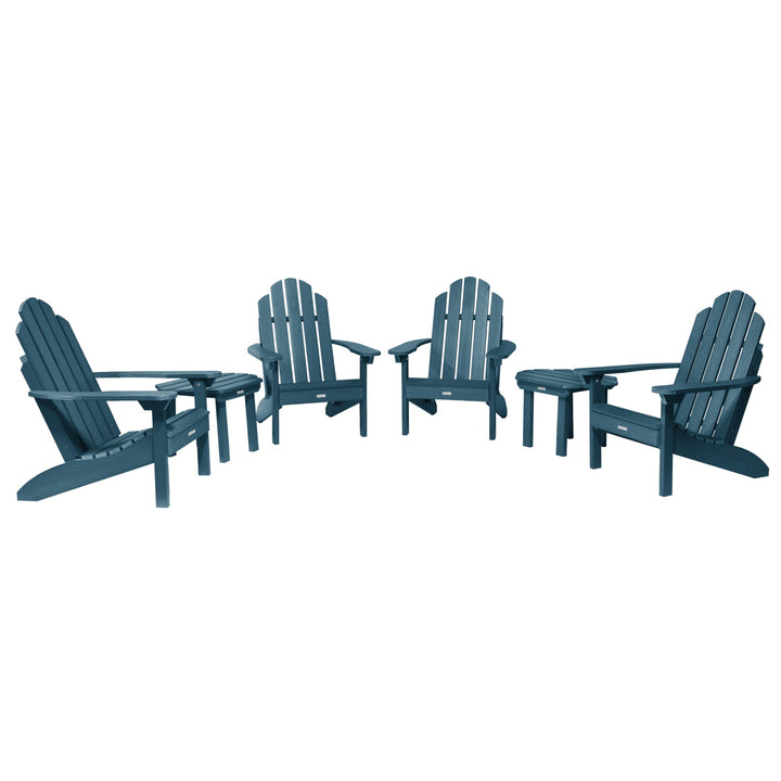 4 Classic Westport Adirondack Chairs with 2 Side Tables Kitted Sets Highwood USA Nantucket Blue