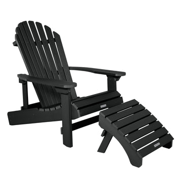 King Hamilton Folding & Reclining Adirondack Chair and Ottoman Adirondack Chairs Highwood USA Black