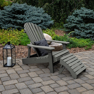 King Hamilton Folding & Reclining Adirondack Chair and Ottoman Adirondack Chairs Highwood USA