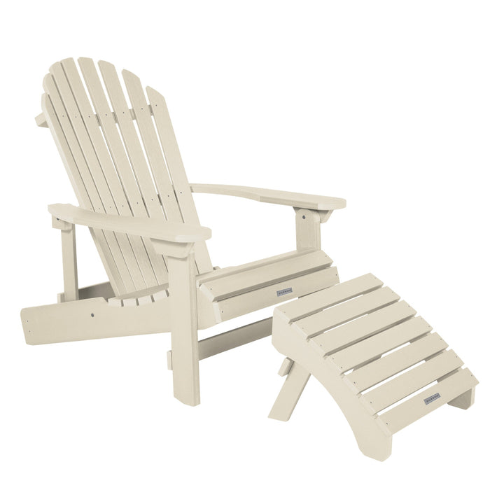 King Hamilton Folding & Reclining Adirondack Chair and Ottoman Adirondack Chairs Highwood USA Whitewash