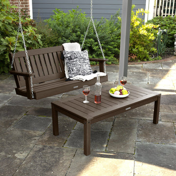 Lehigh Porch Swing 4ft and Adirondack Coffee Table Kitted Sets Highwood USA