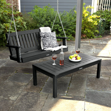 Lehigh Porch Swing 4ft and Adirondack Coffee Table Kitted Sets Highwood USA