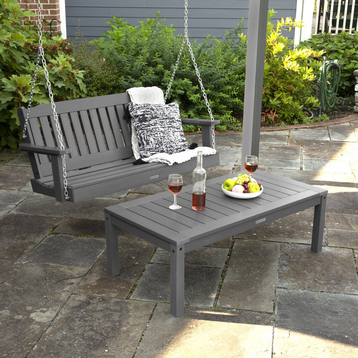 Lehigh Porch Swing 4ft and Adirondack Coffee Table Kitted Sets Highwood USA