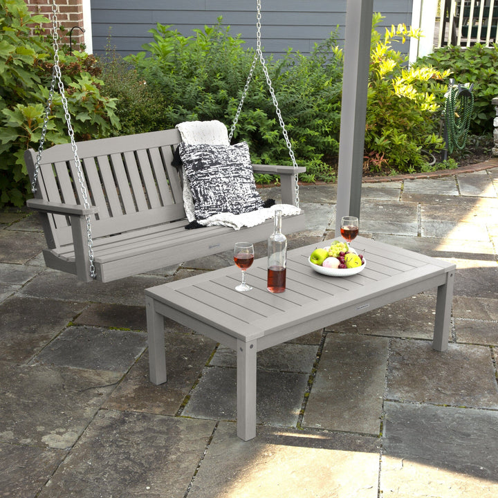 Lehigh Porch Swing 4ft and Adirondack Coffee Table Kitted Sets Highwood USA