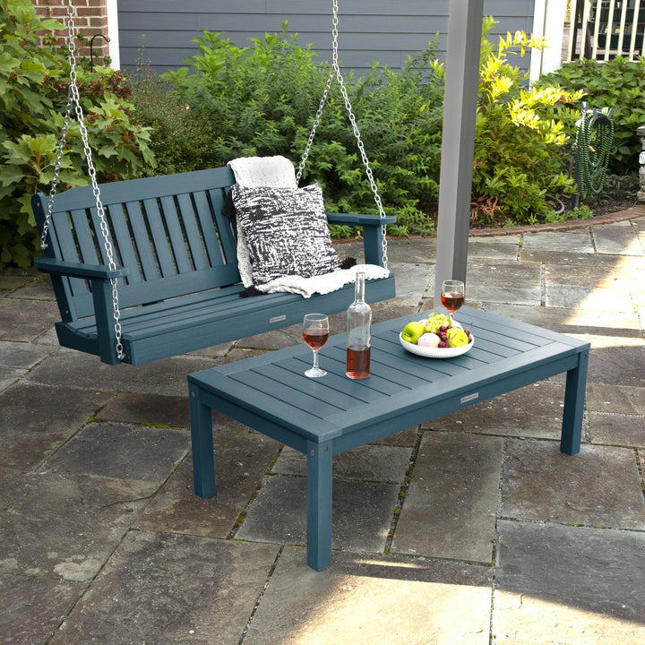 Lehigh Porch Swing 4ft and Adirondack Coffee Table Kitted Sets Highwood USA