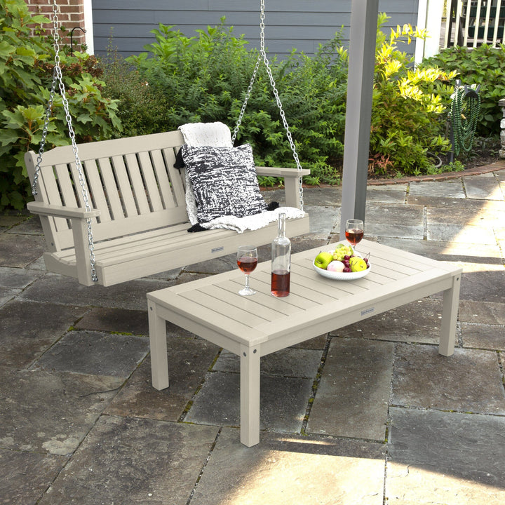 Lehigh Porch Swing 4ft and Adirondack Coffee Table Kitted Sets Highwood USA