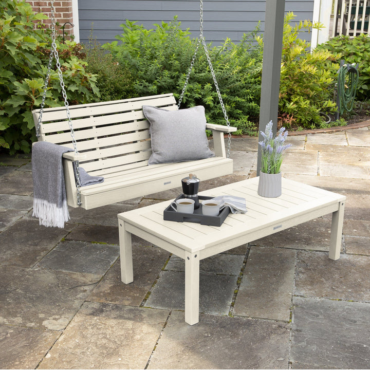 Weatherly Porch Swing 4ft and Adirondack Coffee Table Kitted Sets Highwood USA