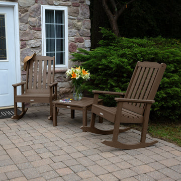 2 Lehigh Rocking Chairs with Adirondack Side Table Kitted Sets Highwood USA
