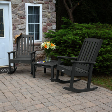 2 Lehigh Rocking Chairs with Adirondack Side Table Kitted Sets Highwood USA