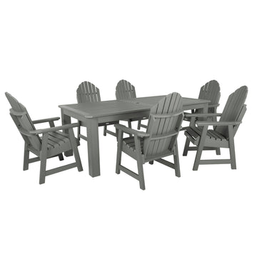 Hamilton 7pc Outdoor Dining Set 42in x 84in - Dining Height Dining Highwood USA Coastal Teak