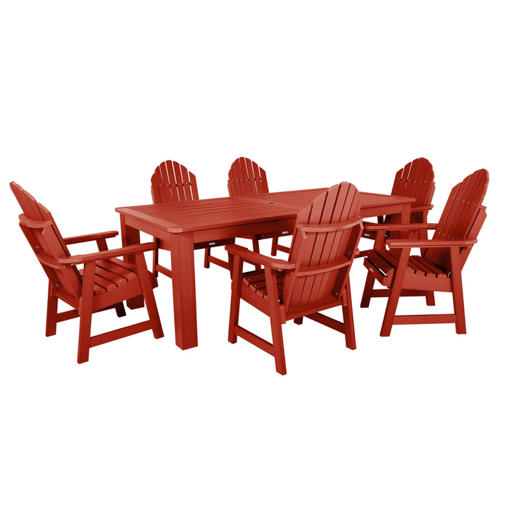 Hamilton 7pc Outdoor Dining Set 42in x 84in - Dining Height Dining Highwood USA Rustic Red