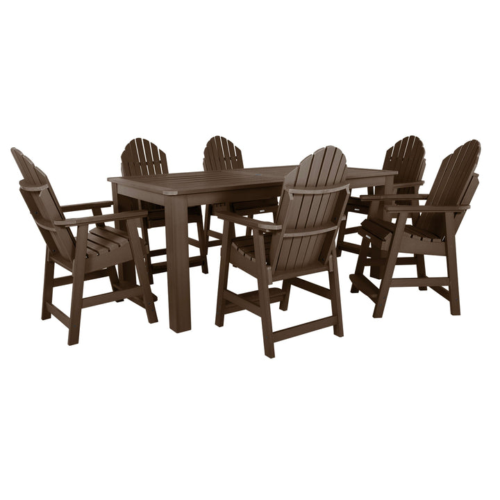 Hamilton 7pc Outdoor Dining Set 42in x 84in - Counter Height Dining Highwood USA Weathered Acorn