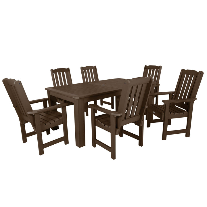 Lehigh 7pc Rectangular Outdoor Dining Set 42in x 72in - Dining Height Dining Highwood USA Weathered Acorn