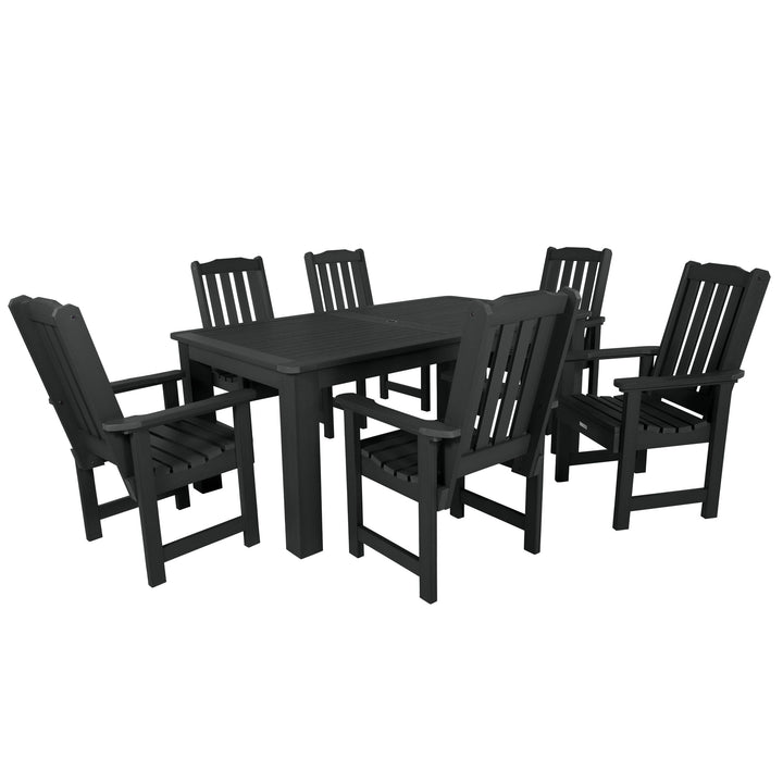 Lehigh 7pc Rectangular Outdoor Dining Set 42in x 72in - Dining Height Dining Highwood USA Black