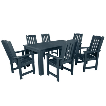 Lehigh 7pc Rectangular Outdoor Dining Set 42in x 72in - Dining Height Dining Highwood USA Federal Blue