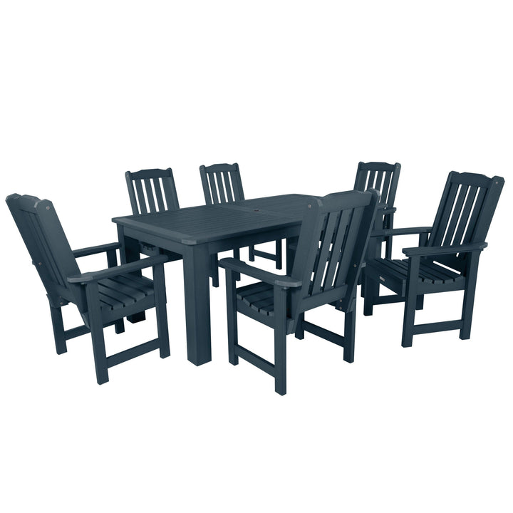 Lehigh 7pc Rectangular Outdoor Dining Set 42in x 72in - Dining Height Dining Highwood USA Federal Blue