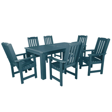 Lehigh 7pc Rectangular Outdoor Dining Set 42in x 72in - Dining Height Dining Highwood USA Nantucket Blue