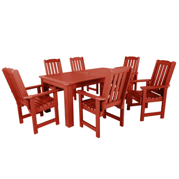 Lehigh 7pc Rectangular Outdoor Dining Set 42in x 72in - Dining Height Dining Highwood USA Rustic Red