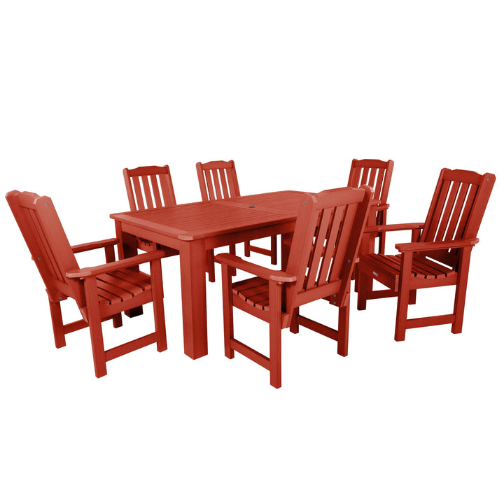 Lehigh 7pc Rectangular Outdoor Dining Set 42in x 72in - Dining Height Dining Highwood USA Rustic Red