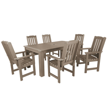 Lehigh 7pc Rectangular Outdoor Dining Set 42in x 72in - Dining Height Dining Highwood USA Woodland Brown