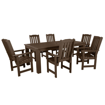 Lehigh 7pc Rectangular Outdoor Dining Set 42in x 84in - Dining Height Dining Highwood USA Weathered Acorn