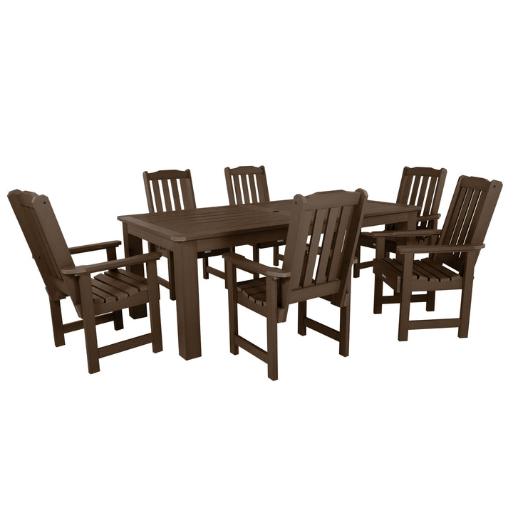 Lehigh 7pc Rectangular Outdoor Dining Set 42in x 84in - Dining Height Dining Highwood USA Weathered Acorn