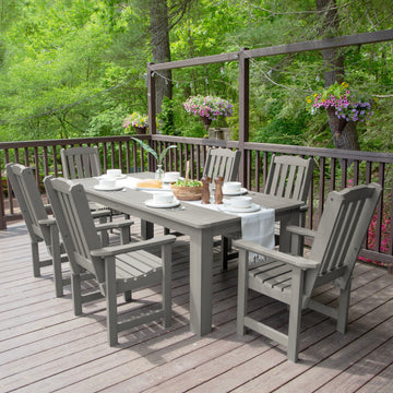 Lehigh 7pc Rectangular Outdoor Dining Set 42in x 84in - Dining Height Dining Highwood USA