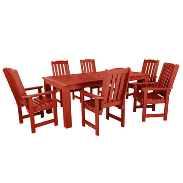 Lehigh 7pc Rectangular Outdoor Dining Set 42in x 84in - Dining Height Dining Highwood USA Rustic Red