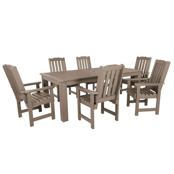 Lehigh 7pc Rectangular Outdoor Dining Set 42in x 84in - Dining Height Dining Highwood USA Woodland Brown