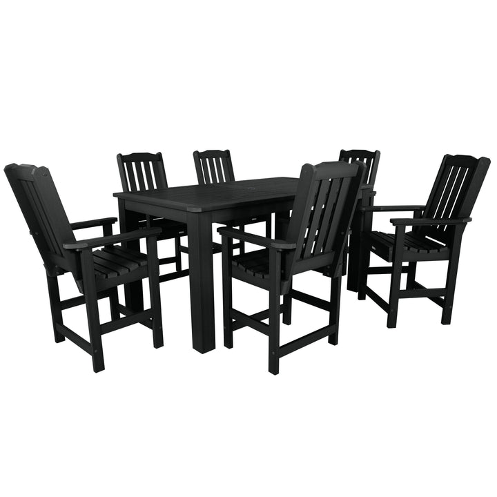 Lehigh 7pc Rectangular Outdoor Dining Set 42in x 72in - Counter Height Dining Highwood USA Black