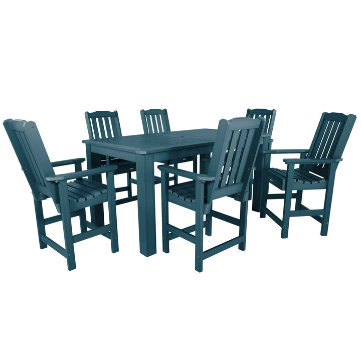 Lehigh 7pc Rectangular Outdoor Dining Set 42in x 72in - Counter Height Dining Highwood USA Nantucket Blue