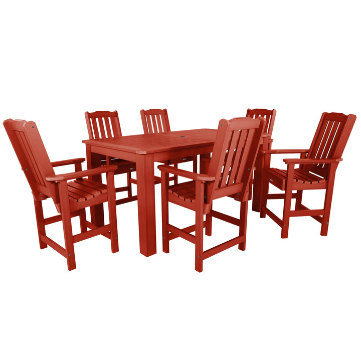 Lehigh 7pc Rectangular Outdoor Dining Set 42in x 72in - Counter Height Dining Highwood USA Rustic Red